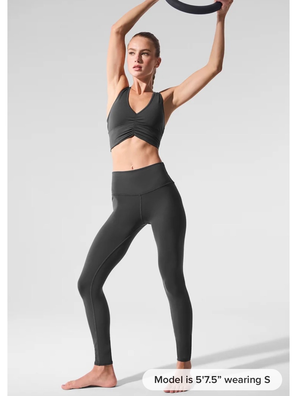 ALO Yoga anthracite wild thing bra w 7/8 airbrush leggings set